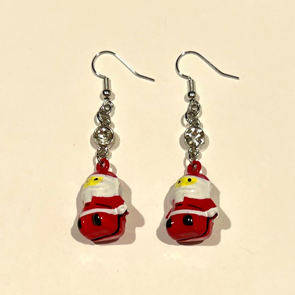 Christmas Santa 🎅🏼 Bells bell earrings with rhinestone accent